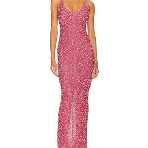 NBD Janvhi Sparkling Pink Maxi Dress